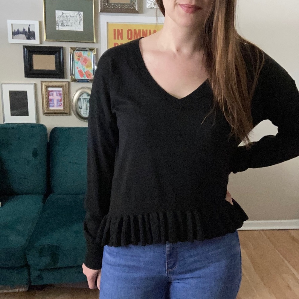 Like New BP Black Ruffle Sweater Size Small